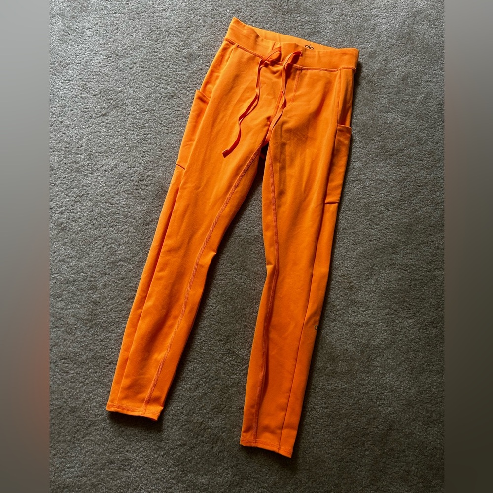 ALO Yoga Orange Leggings with Drawstring Waist
